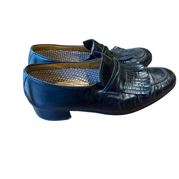 Verde Men’s Black Leather Fringe Loafers Size 10M Classic Slip-On Shoes - Picture 4 of 12